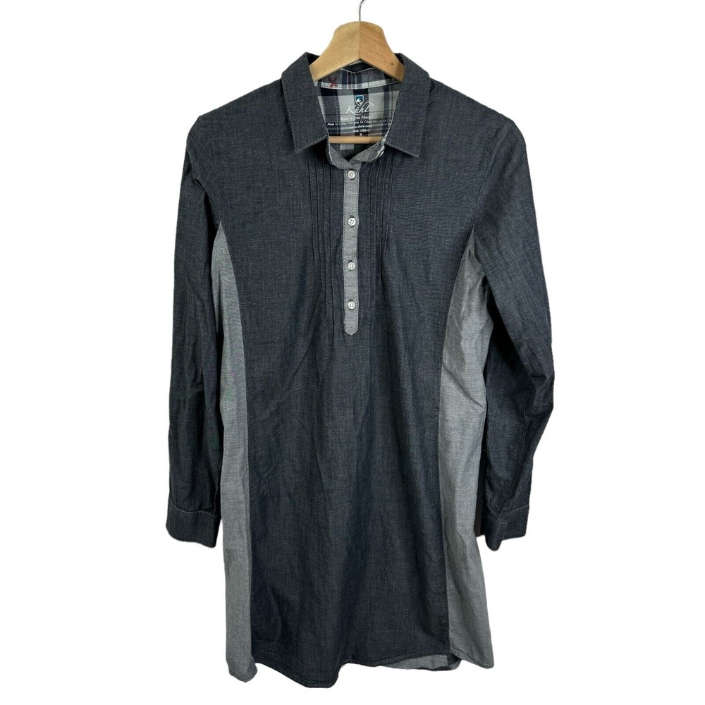 Kuhl Small‎ Shirt Dress Women's Gray Button Down Casual Shift Lyocell